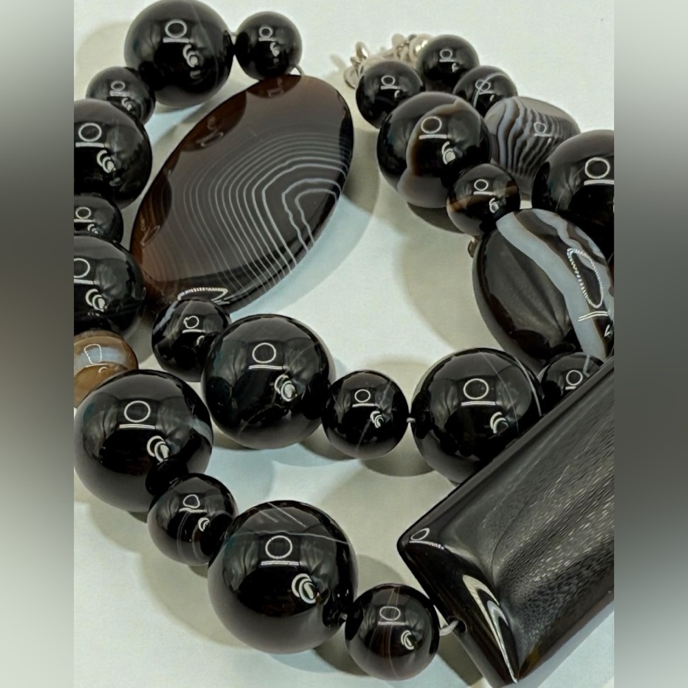 Jay King Mine Finds South African Lace Agate Sterling Silver Necklace 109g 18-20 - Picture 10 of 17